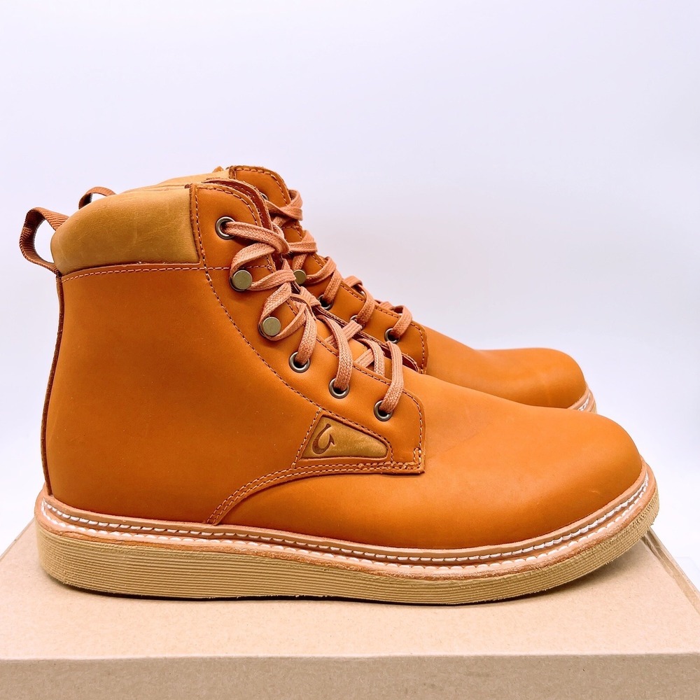NEW Olukai Men's Kilakila Durable Leather Work Boots Coconut Husk Brown US 13 - Picture 5 of 12